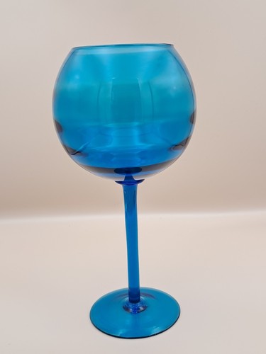 Blue glass optic ball vase - ,