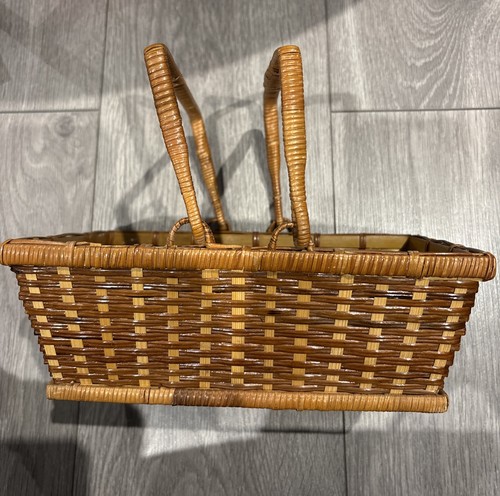 Vintage wicker rattan basket - wicker,