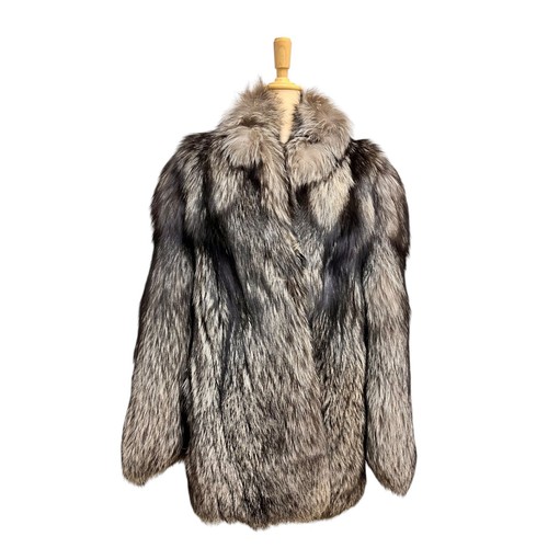 Silver fox real fur coat - fox,