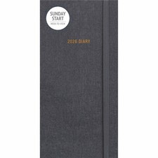 Carousel Worldwide, Sunday Start, Charcoal 2026 Deluxe Slim Diary Planner