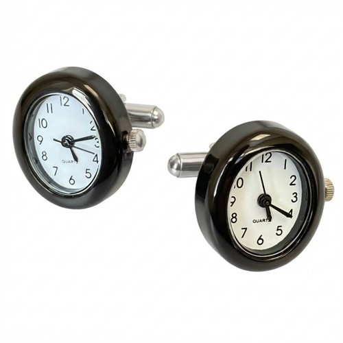 Watch cufflinks oval black - cufflinks,