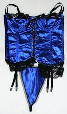 BLUE HEAVY SATIN BASQUE/CORSET