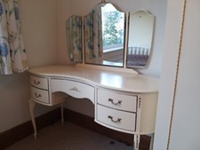 Vintage French dressing table Olympus style vanity Antique Louis cream mirror 