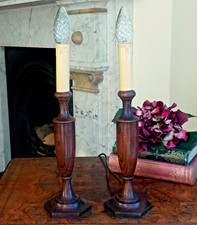 Pair Wooden table lamps desk
