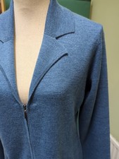 ARTIGIANO Blue Zip Front UK12 Cardigan MED SAN