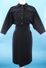 VTG Womens 40s 2Pc Black Wool