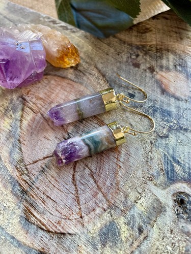 Raw amethyst earrings - raw,