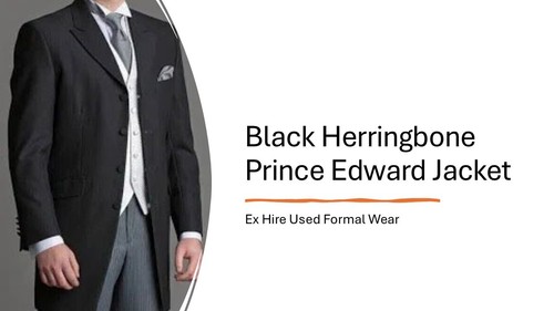Black wool herringbone - herringbone, 3/4