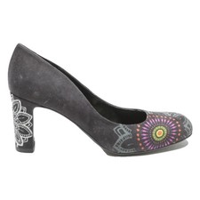 DESIGUAL Womens Printed Block Heel Shoes Black Synthetic UK 6 Unique Pattern