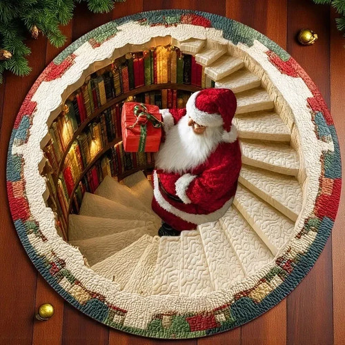 Christmas santa round - 3d,