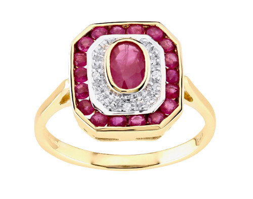 9ct yellow gold ruby diamond - 9ct,
