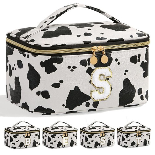 Cow print makeup bag chenille - print,