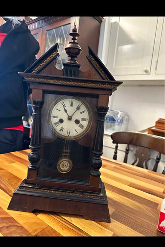 Vintage wooden mantel clock - wooden,