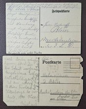 1918 WWI German Feldpost Military Postcards (2) – Sent to Unteroffizier Bleier