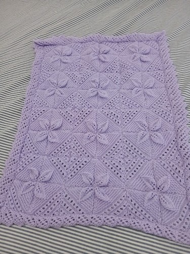 Hand knitted baby blanket pram - blanket,