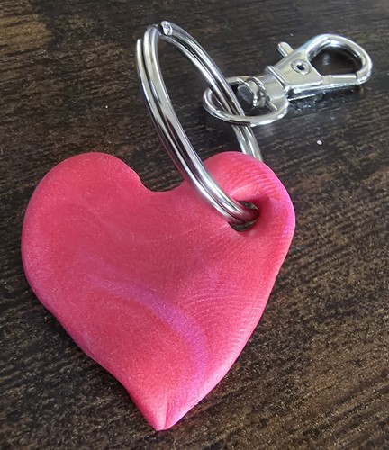 Fimo red pink heart keyring - red, &