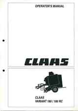 Claas Round Baler Variant 180 & 180 RC Operators Manual