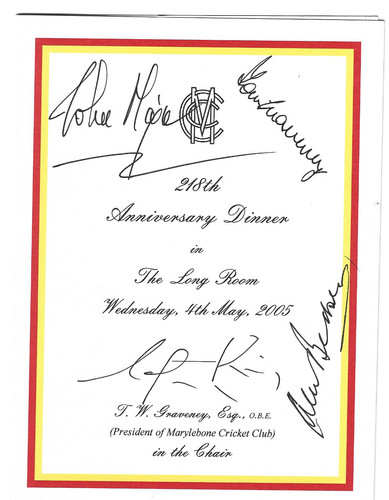 Cricket signed mcc dinner - mcc,