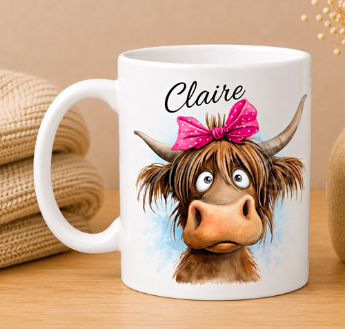 Personalised highland cow mug - highland,