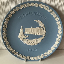 Wedgwood Solid Blue Jasper Christmas Plate 1979 Buckingham Palace ❤️Love London❤