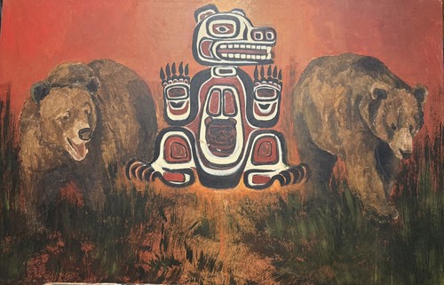 Native american painting totem - native,