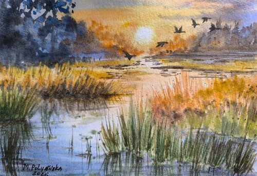 Ducks flying original artwork - original,