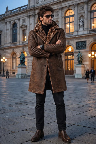 Men genuine cow leather coat - genuine,
