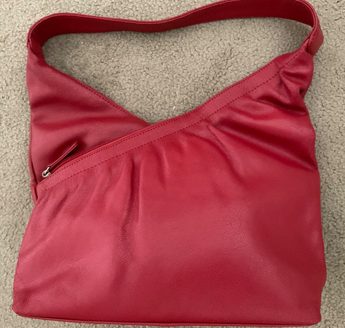Real leather shoulder bag - , red