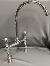 CHROME BRIDGE MIXER TAPS, IDEAL 4 BELFAST KITCHEN SINK, FULLY REFURBISHED TAPS