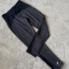 SWEATY BETTY Slate REVERSIBLE Pattern Black Medium Rise Yoga Leggings S UK10