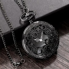 New Mechanical Wind up Pocket Watch Full Hunter Men Women Fob Watches with Chain