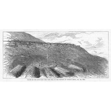 ZULU WAR Graves of the 17 Men who Fell at Rorke's Drift - Antique Print 1879
