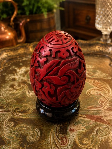 Vintage chinese faux - faux, cinnabar