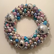 Disco Bauble Christmas Wreath Blue/Pink/Purple/Silver/Gold