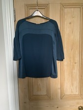 NEW WITHOUT TAGS. JAEGER PETROL BLUE SILK TOP SIZE UK 14
