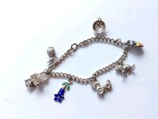 Sterling Silver Chain Bracelet with Charms Vintage Style Colinder Opening Vanity