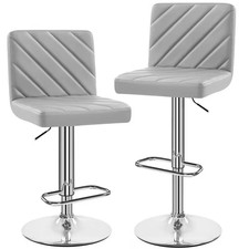 2pcs Bar Stools, Swivel Modern PU Leather Barstool, Adjustable Height