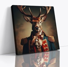 Stag Animal as Human in Clothes Square Canvas Print Picture Modern Wall Art