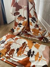 VINTAGE RETRO ORANGE + BROWN TREE DESIGN CURTAINS /CRAFT PROJECTS RAMM FABRICS