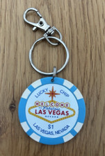 Vintage Las Vegas blue white Lucky Chip Keyring Welcome To Fabulous