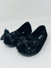 Jelly Bean Toddler Girl’s Black Bow Dress Shoes Sparkly Bow Sz 4