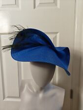 blue large straw fascinator