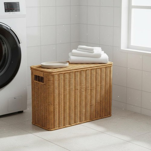 Lidded wicker basket woven - lidded,