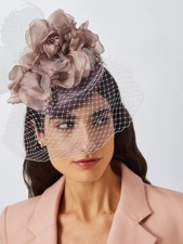 Vixen Women's Corsage Pillbox Net Cover Wedding Ascot Occasion Hat - Brown A