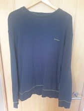 Rockport Mens Jumper XL Navy Blue with Green Trim 100% Cotton Long Sleeve