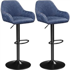 2pcs Vintage Bar Stools Height Adjustable Swivel Bar chair with Backrest Armrest