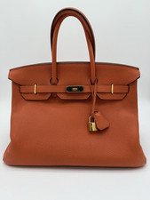 Hermes Birkin 35 In Iconic Orange Clemence Leather With Gold Hardware
