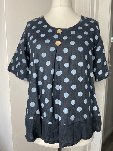 Luca vanucci linen top - top, blue