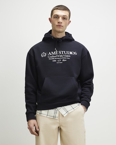 River island mens hoodie - mens, navy