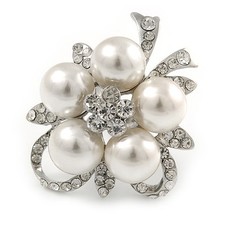 Diamante Simulated Pearl Daisy